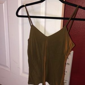 Army green silk tank top